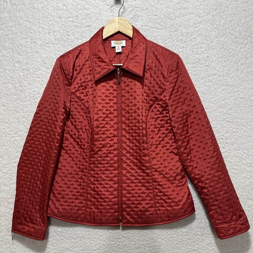 Talbot's Women's Size‎ 10 Jacket Full Zip Blazer Red Quilted Polyester Coat